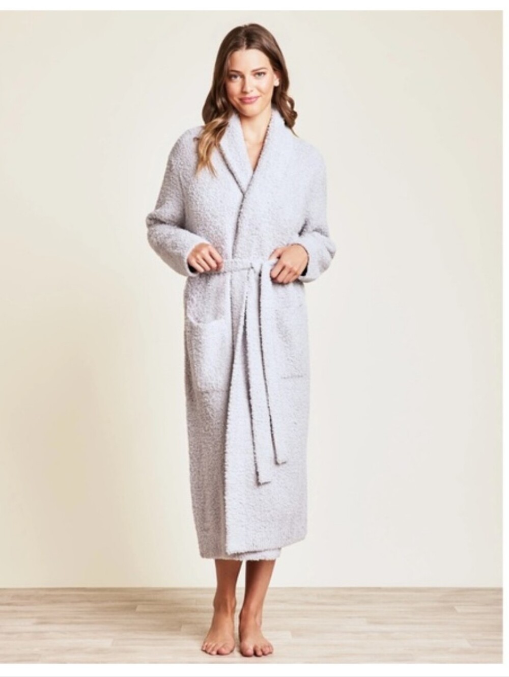 Barefoot Dreams Cozy Chic Light Robe Grey Size 1 S/M With Belt And Pockets